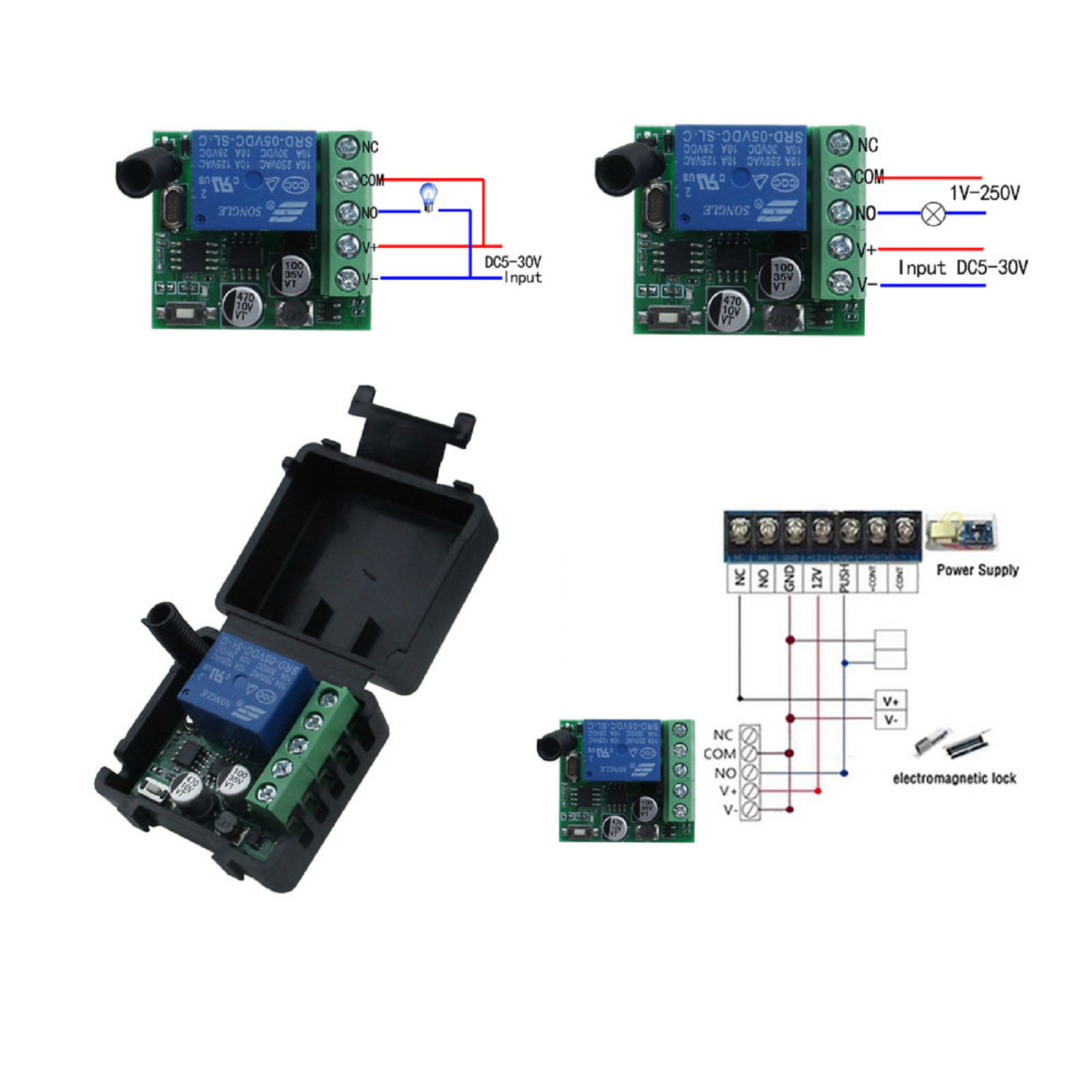 433Mhz 5V-30V 1CH Universal Wireless Remote Control Switch Relay Receiver Module