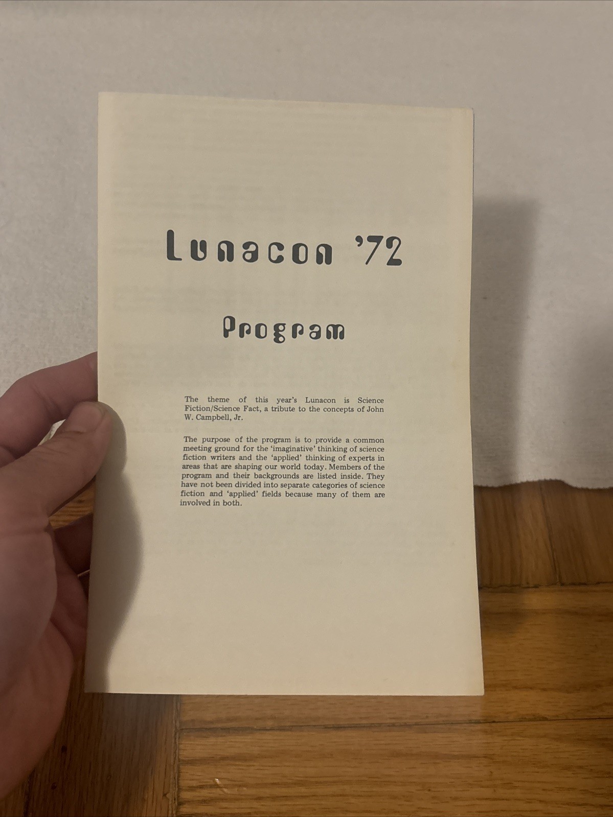 1972 LUNACON Program Book Convention 16 Pages Vintage FREE SHIP