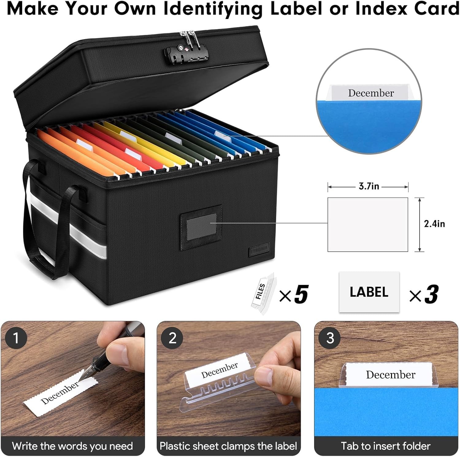 Fireproof File Oganizer with Lock, 2 Layer Fireproof Document Storage Box | P...