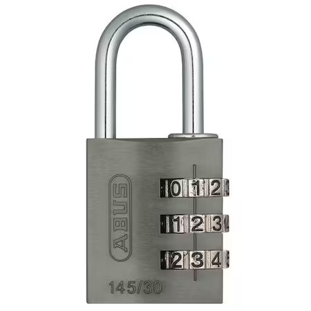 Abus 145/30 Black Combination Padlock, 1 3/8In, Rectgle, Blck