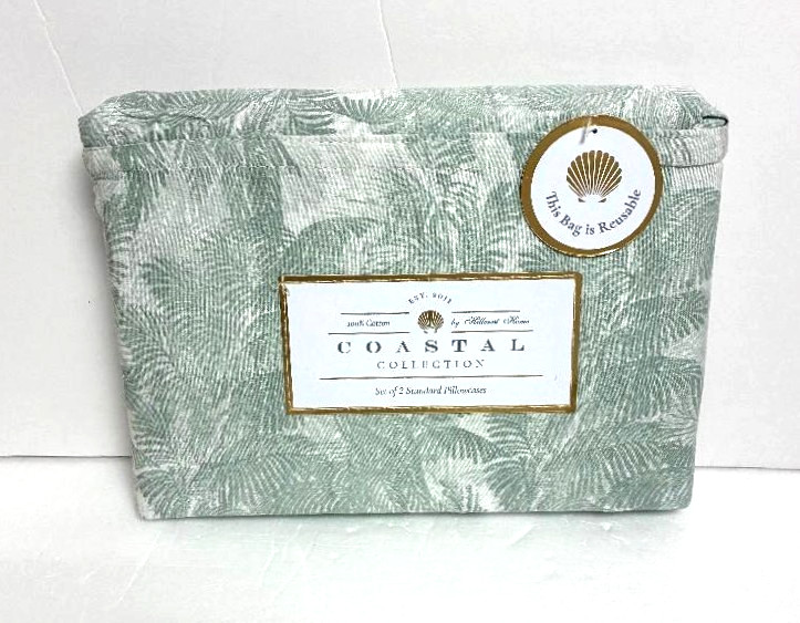 Coastal Collection Set of 2 Pillowcases Standard Size Tropical Green Ferns