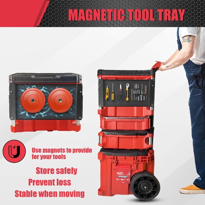 Folding Powerful Magnetic Table Tool Tray Side Compatible with Packout Toolbox