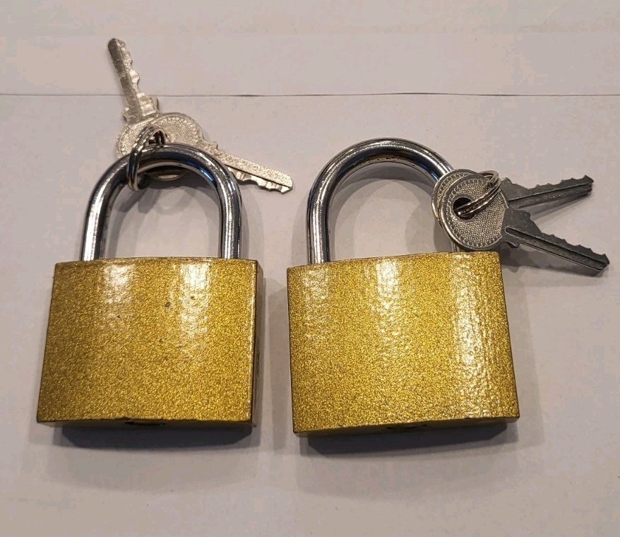 (2) Metal Padlocks with 2 Keys 2"- 50mm Tool Bench Back To School