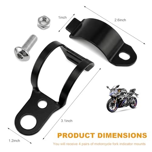 2 Pairs Motorcycle Fork Indicator Brackets, Motorbike Fork Light Black