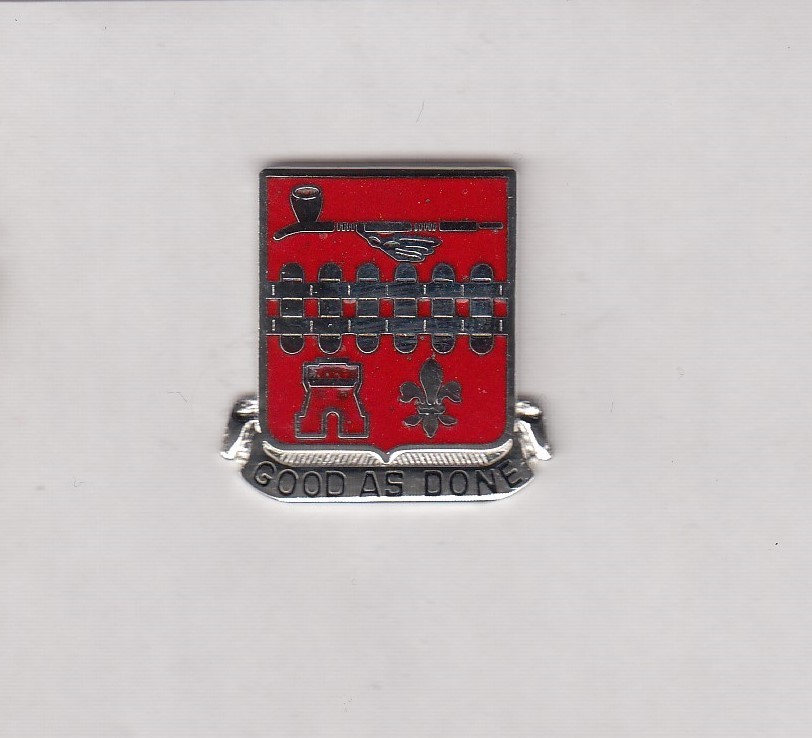 US Army 107th Engineer Bn DUI crest c/b clutchback badge G-23