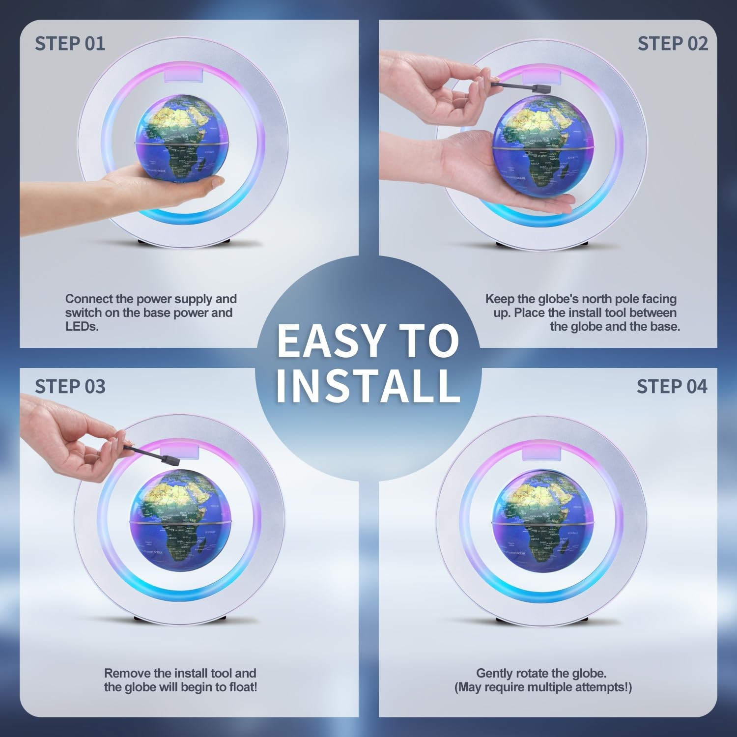 Floating Globe O Frame, Magnetic Levitating Technolog, Cool Gadgets for Men, ...