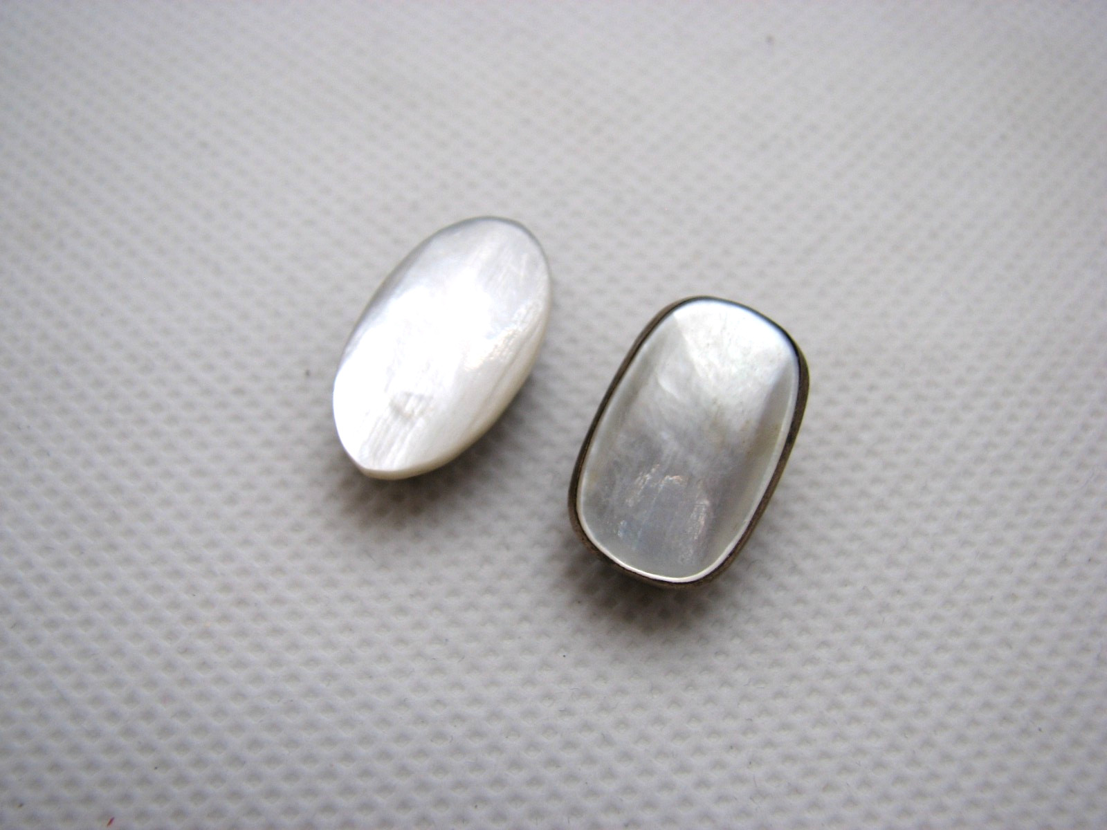 Two Small Antique Vintage Mother-of-Pearl Tie or Lingerie Clips 5/8"