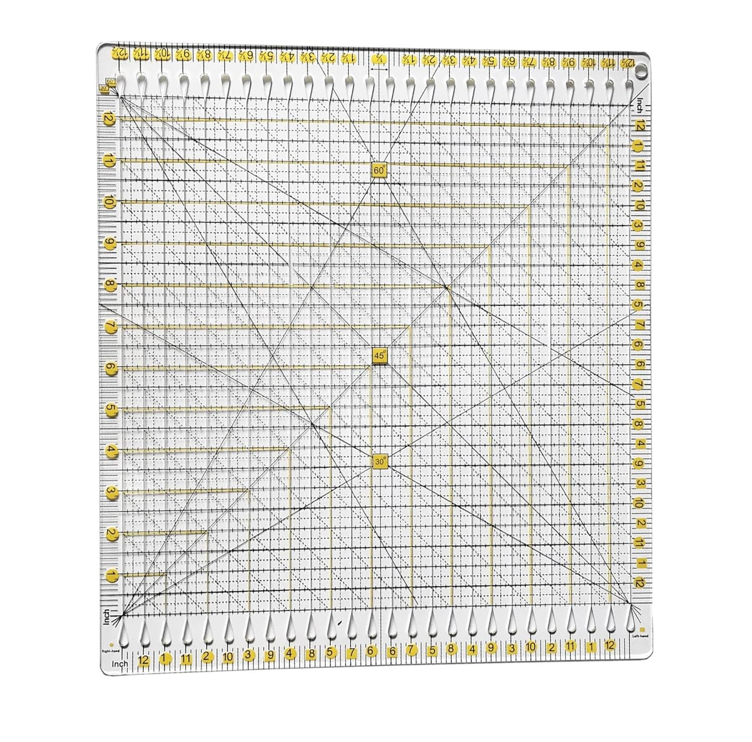 12.5"x12.5" Acrylic Quilting Template Cutting Ruler, Slotted Rulers for Quilting