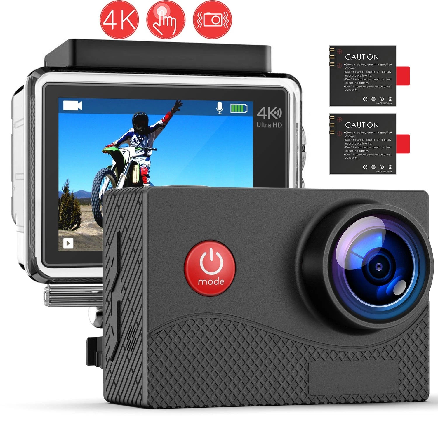 Campark Native 4K WiFi Action Camera 16MP EIS TouchScreen Sports Cam Waterproof