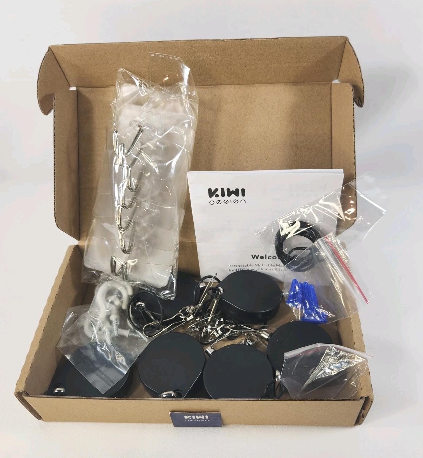 Kiwi Design Retractable Ceiling  VR Cable Management System 6 Pk Black