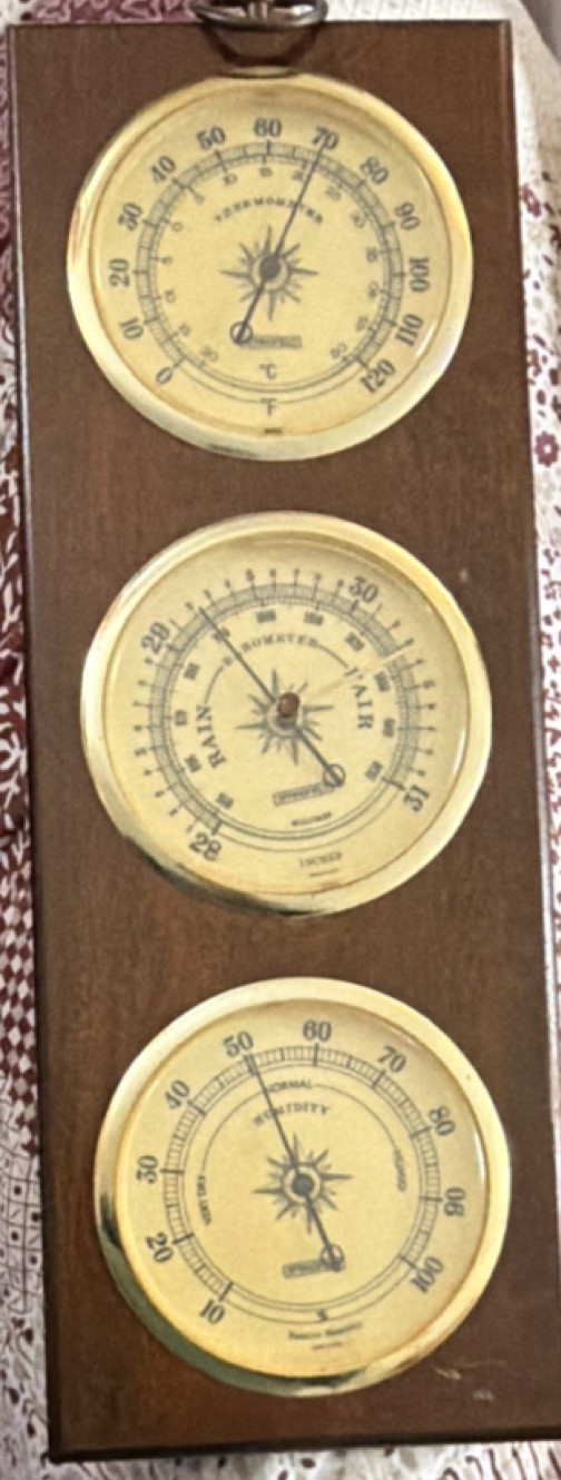 Springfield Wall Weather Station Barometer Thermometer Hygrometer Wood