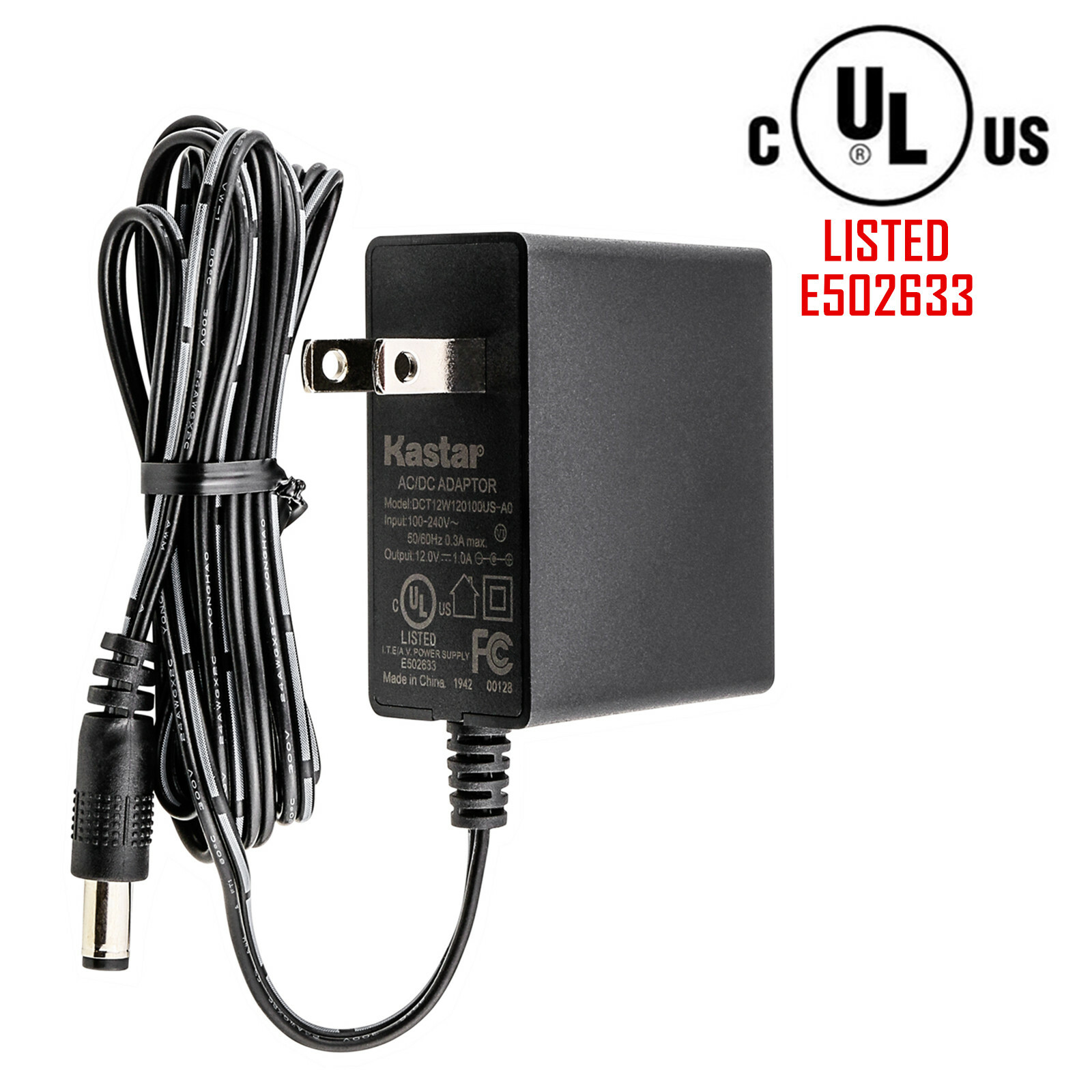 Kastar AC100-240V to DC 12V 1A 5.5 x 2.1 MM Wall Charger Power Supply Adapter