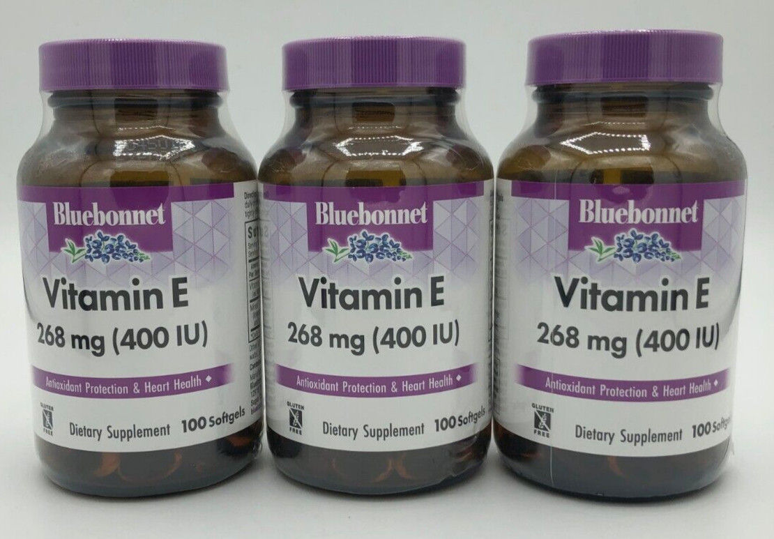 Bluebonnet Vitamin E 400 IU (268 mg)  Softgels 100 Count Lot of 3 Exp. 02/26