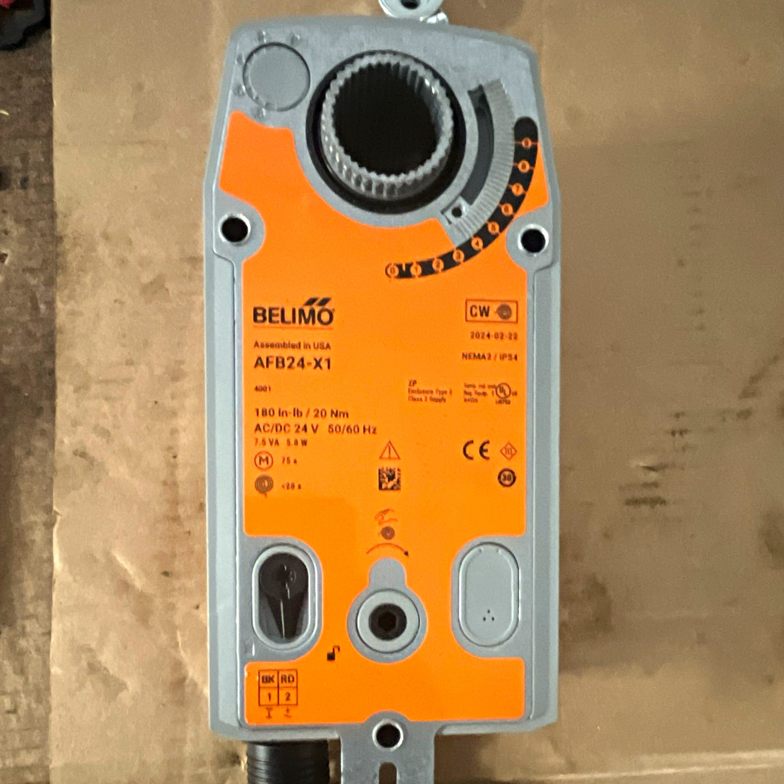 Belimo AFB24-X1 HVAC Damper Actuator, Corded Electric, 24V