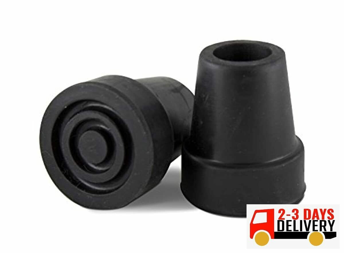 Replacement Rubber Cane Tips with Metal Washer for 3/4" in Black - Durable and