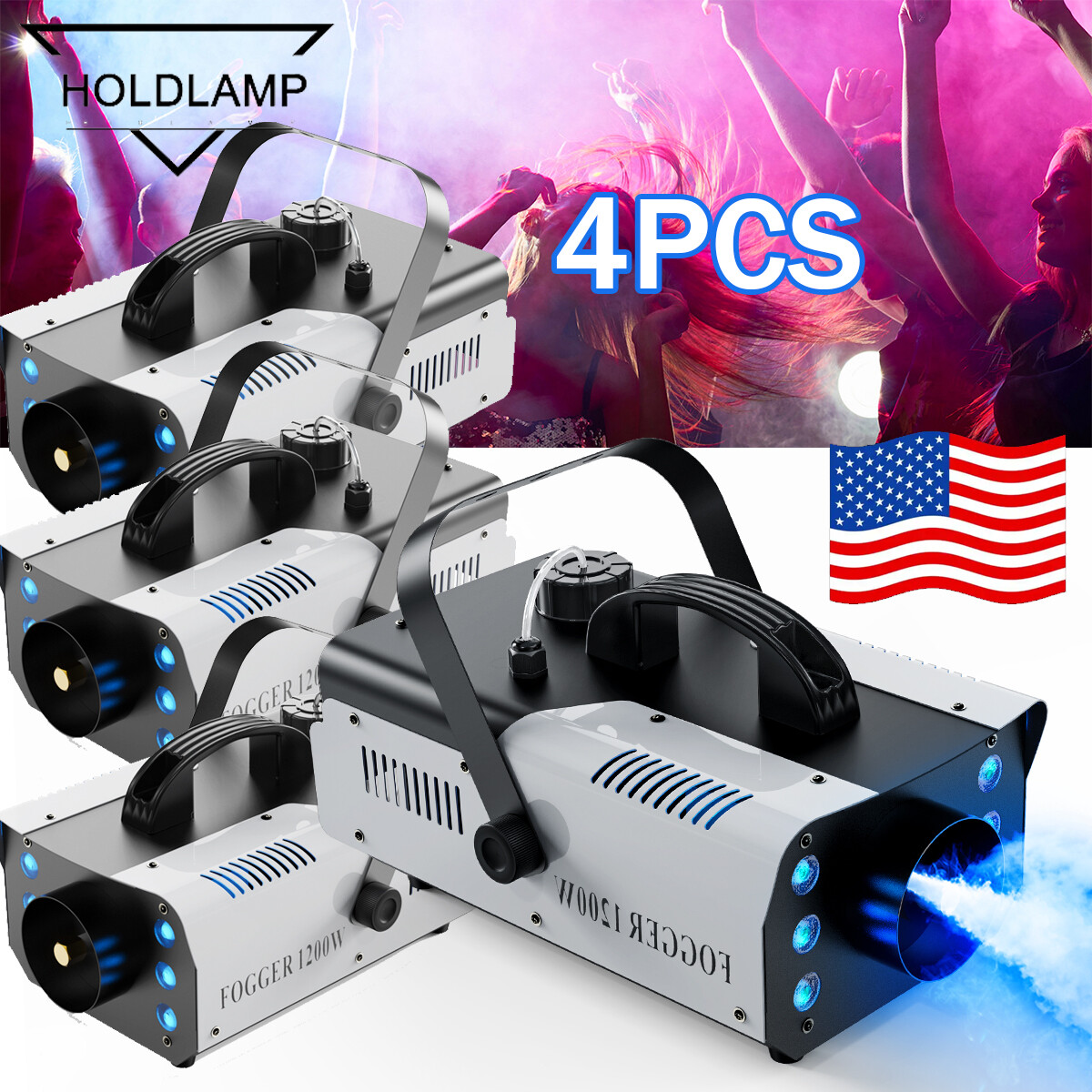 HOLDLAMP 1200W 6000CFM Fog Smoke Machine Stage Party Fogger RGB 6LED DMX Remote