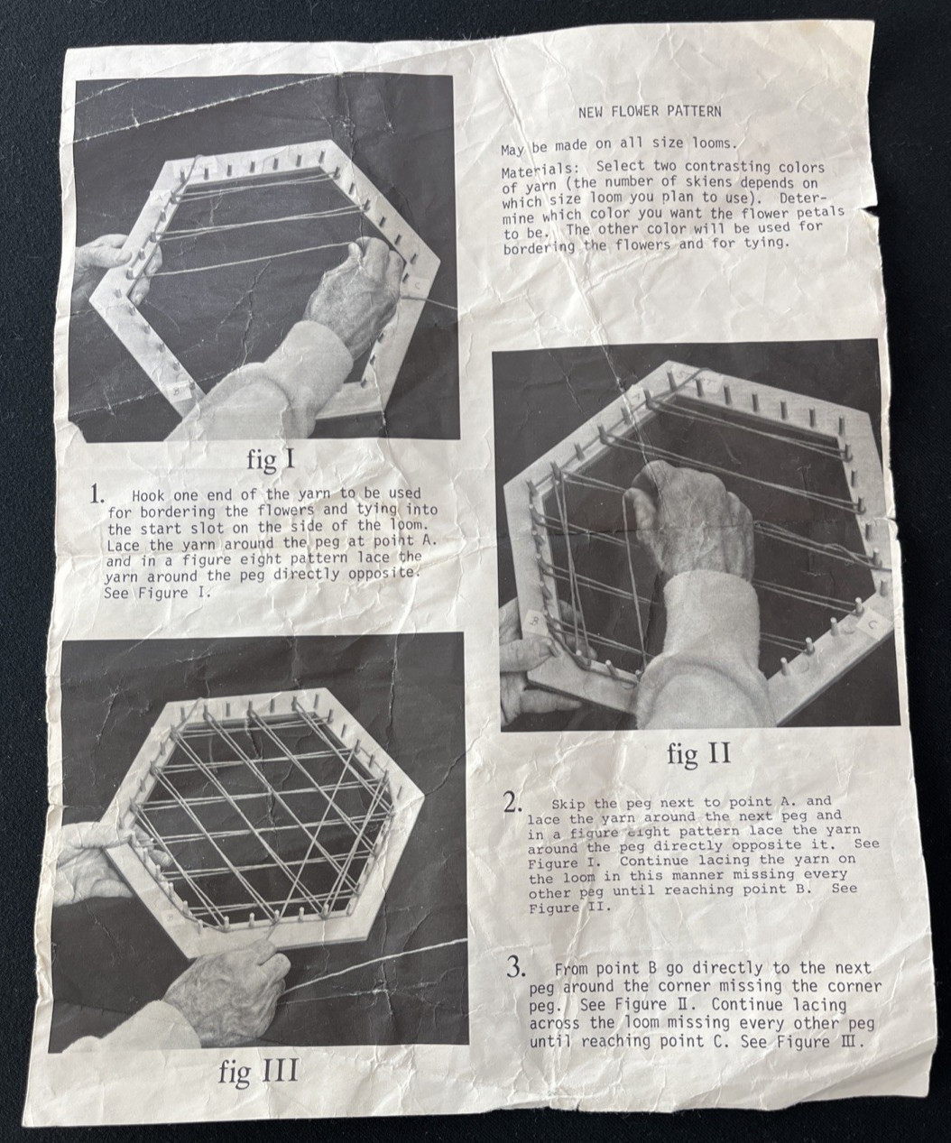 1979 Vintage Love & Money Crafts 5.5” Hexagon Lap Weaving Loom and Instruction
