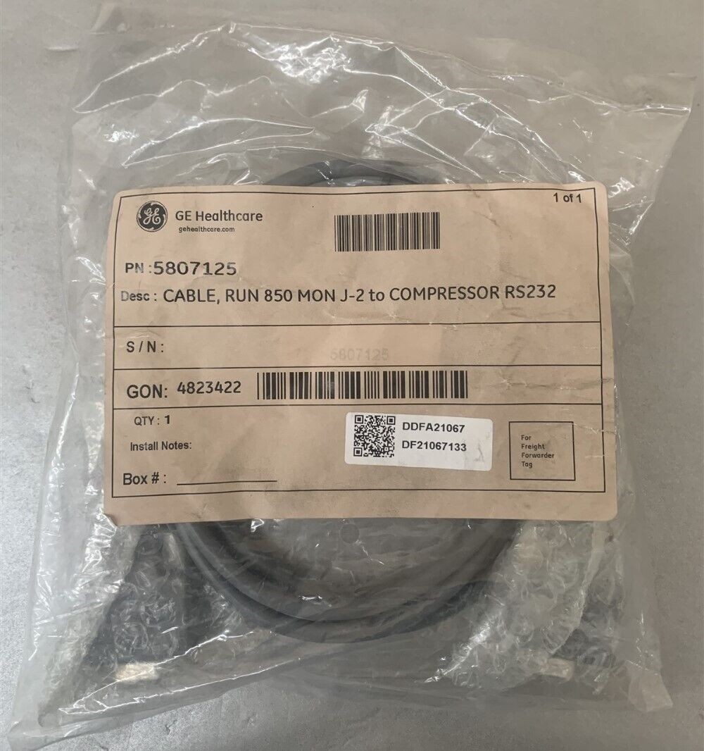 GE Healthcare 5807125 Cable Run 850 Mon J-2 to Compressor RS232