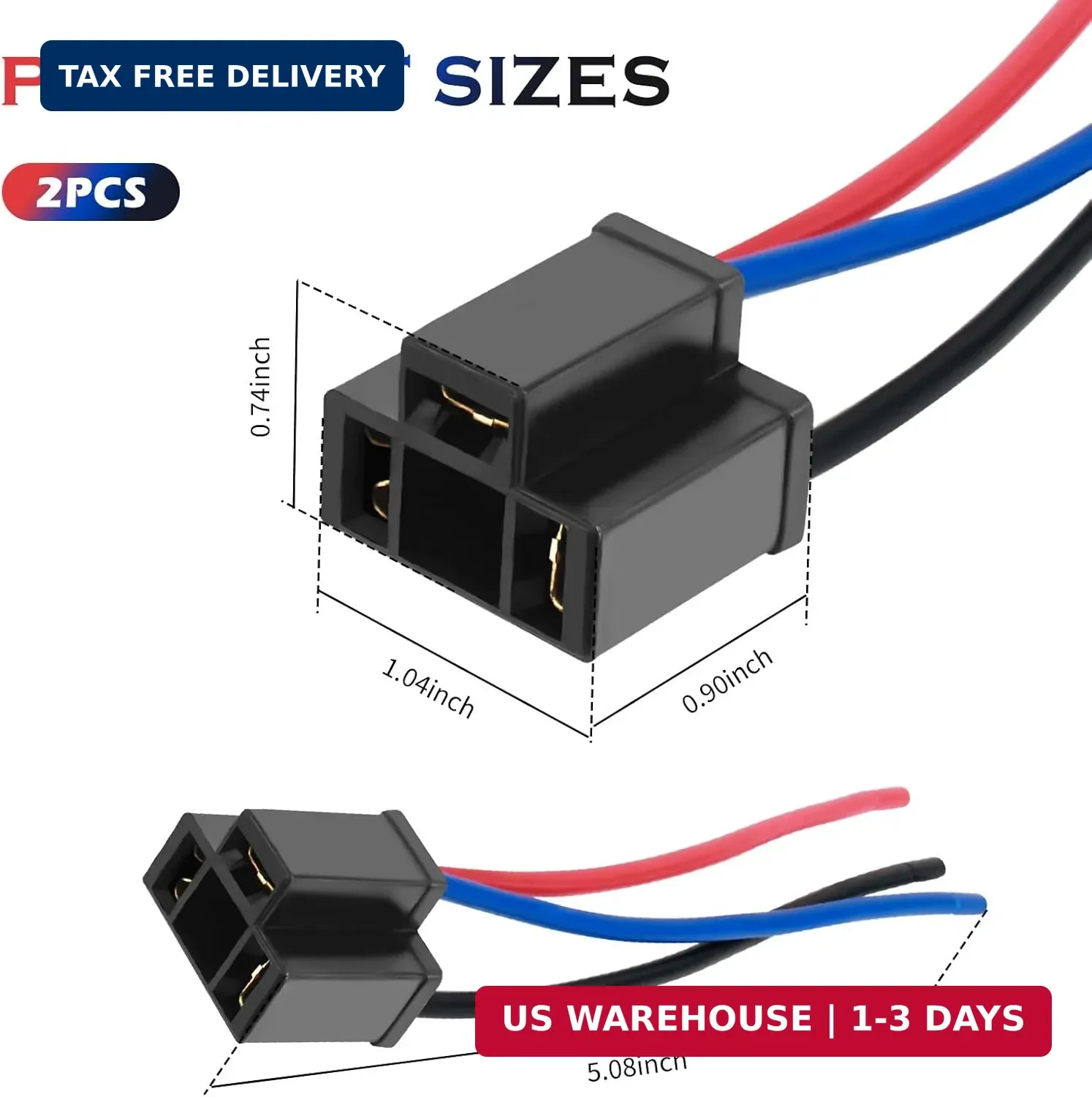 2PCS H4 Headlight Connector,12V 18AWG Headlight Socket with Headlight Pigtail fo