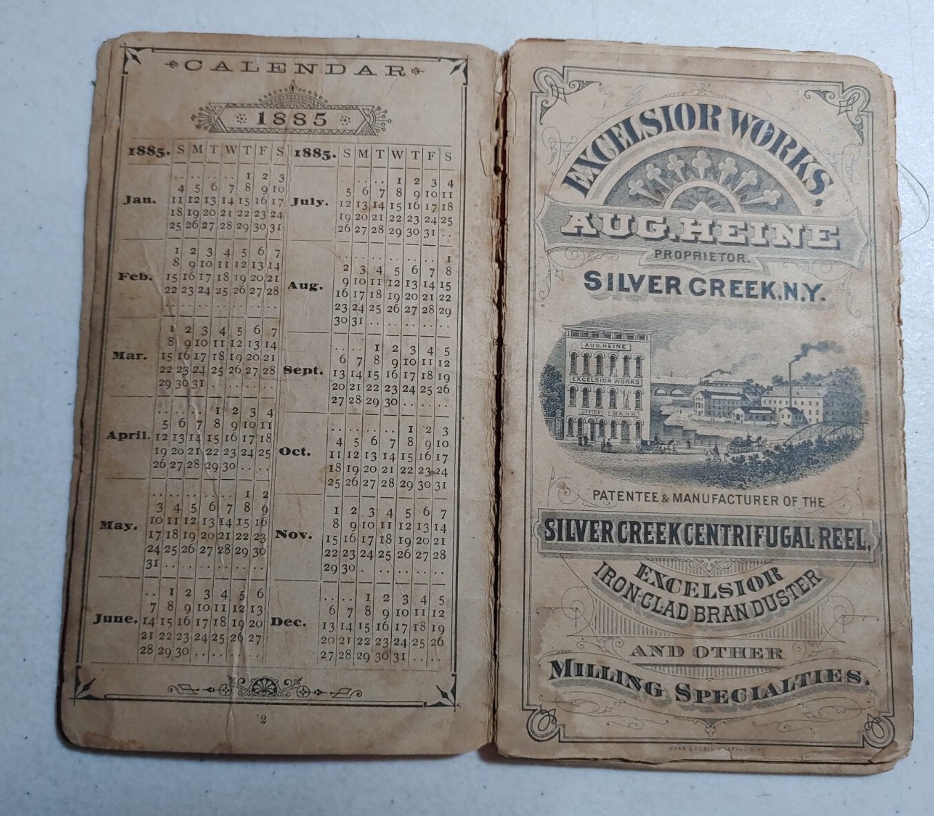Vtg 1885 Excelsior Works Silver Creek NY Milling Aug. Heine Advertising Brochure