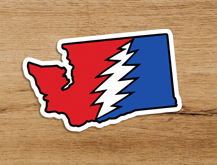 Grateful Dead Bolt Washington WA State Vinyl Sticker 3x2 in Jerry García
