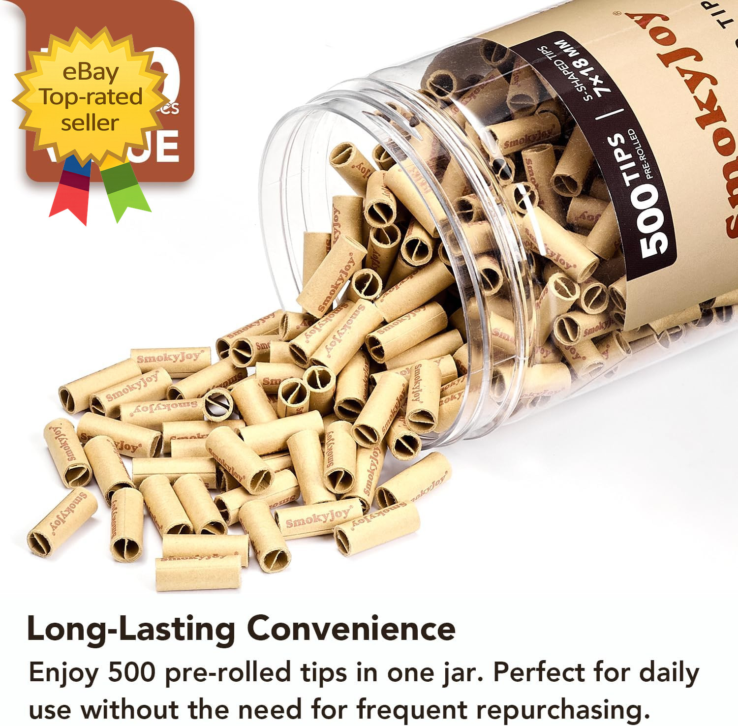 500 Pcs 8Mm Natural Unbleached Pre Rolled Filter Tips for Rolling Paper