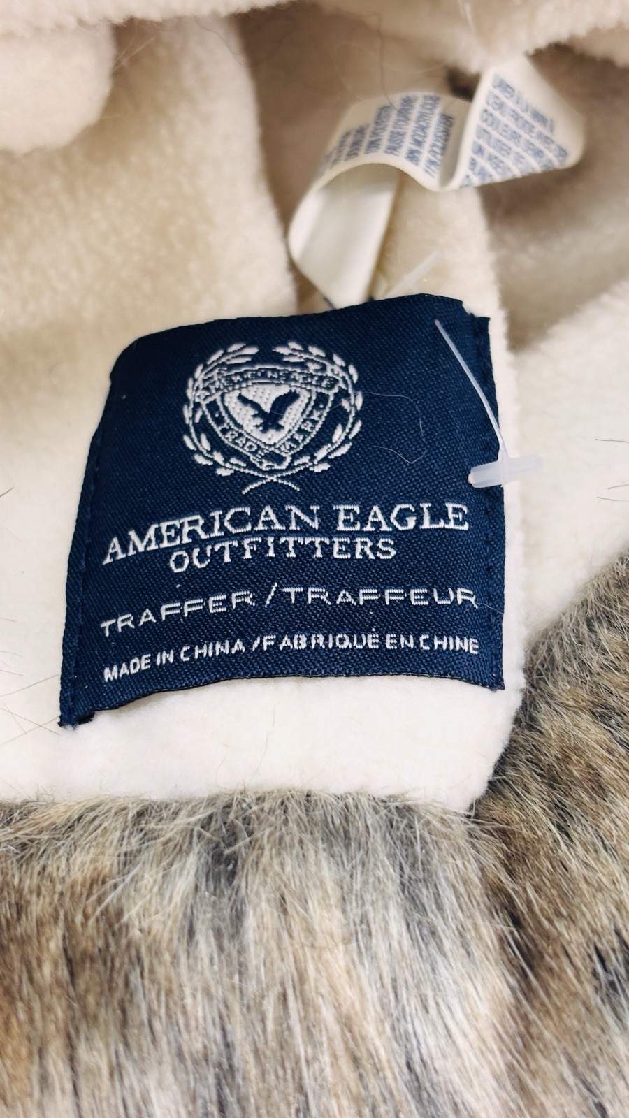 American Eagle Outfitters Trapper Hat Faux Fur Trim Fleece Cap Wool Knit Y2K VTG