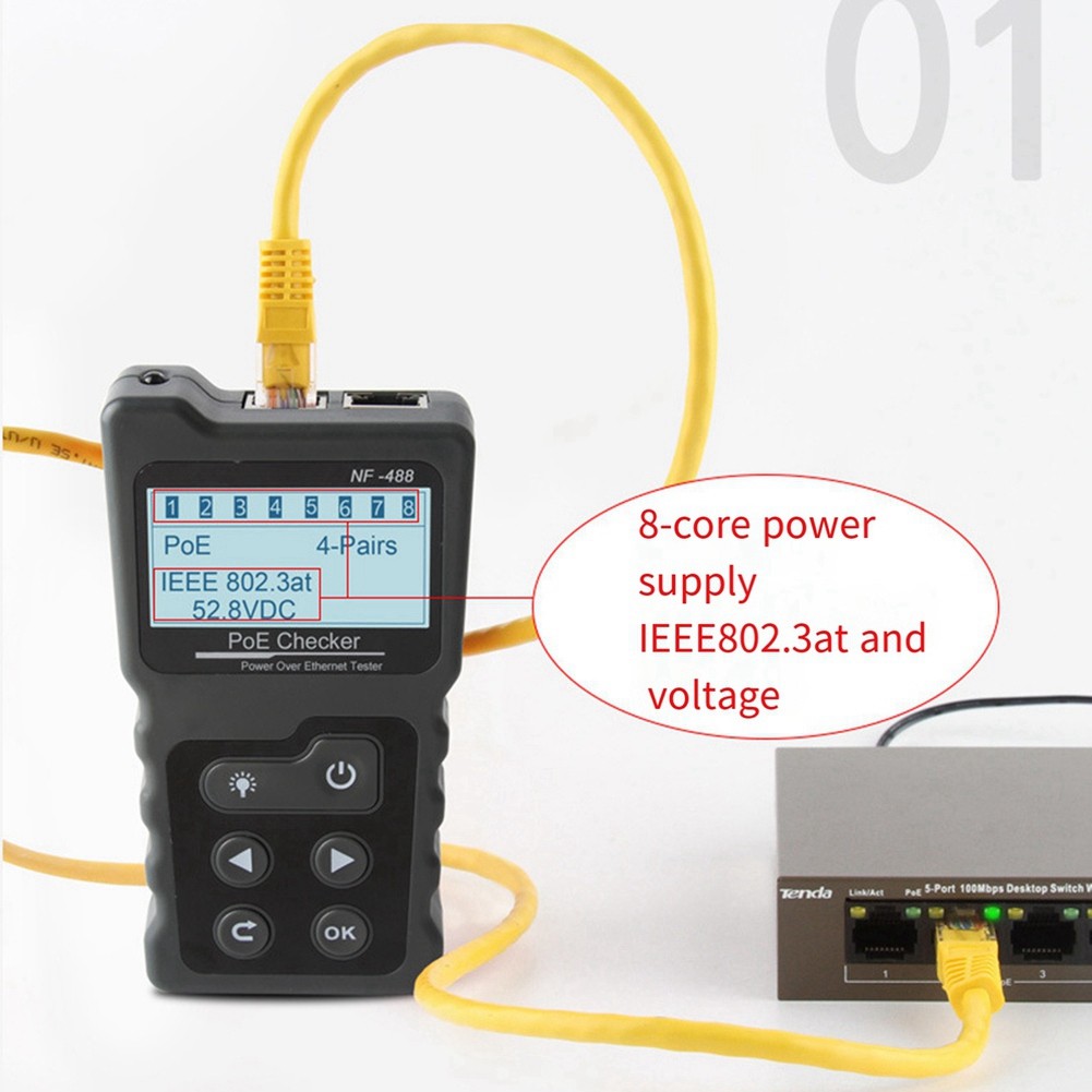 -488 PoE Test Cable Tracker Voltage Checker over the Ethernet Cat54186