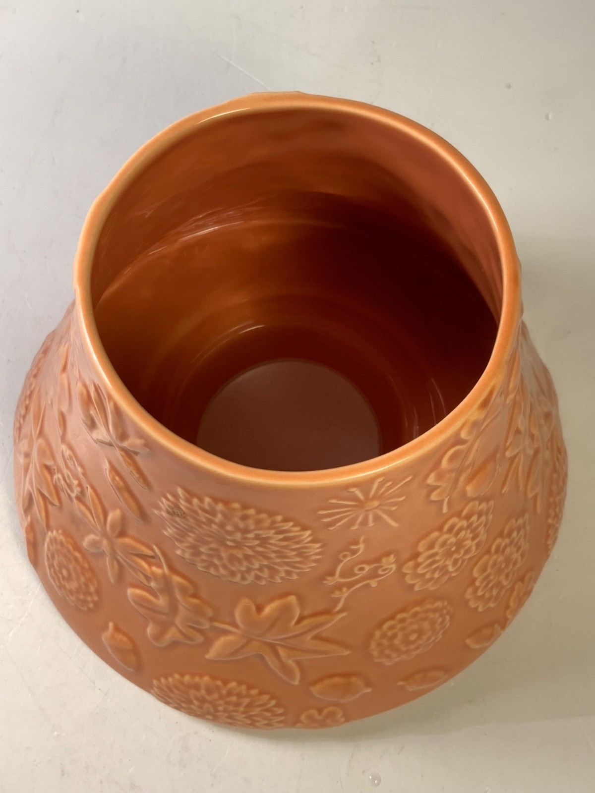 Hallmark Autumn Orange Ceramic Candle Topper 6.75 in.