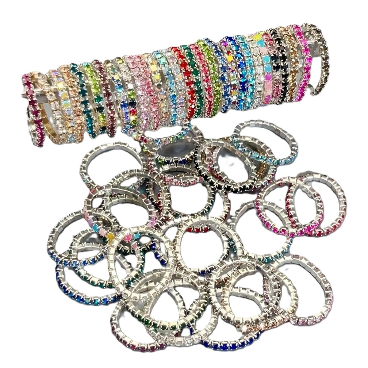 Silver Or Gold Plated 1 Row Stretch Crystal ToeRing Available In VariousColours