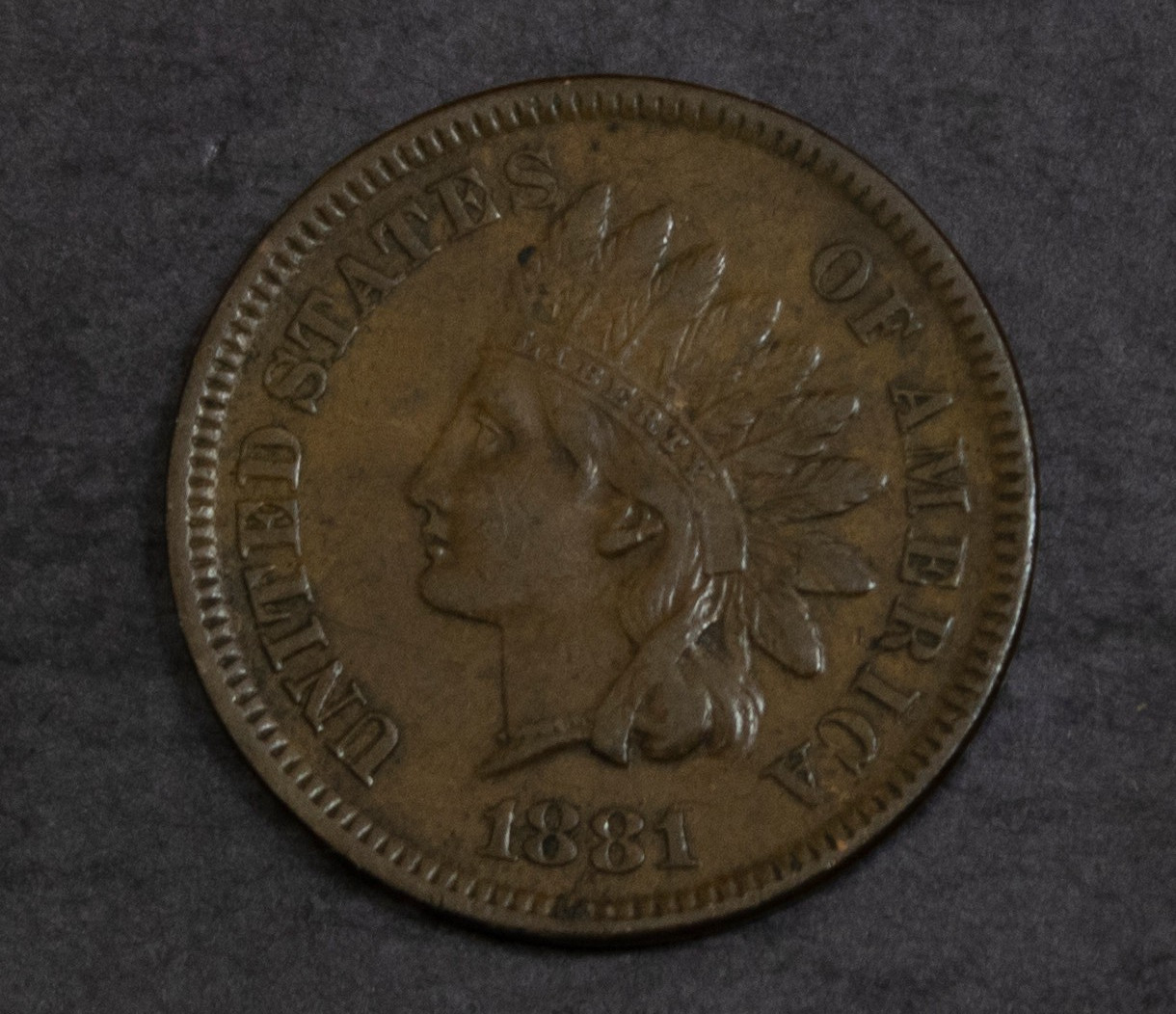 1881  Indian Cent XF Marks on Cheek  Lot 5465