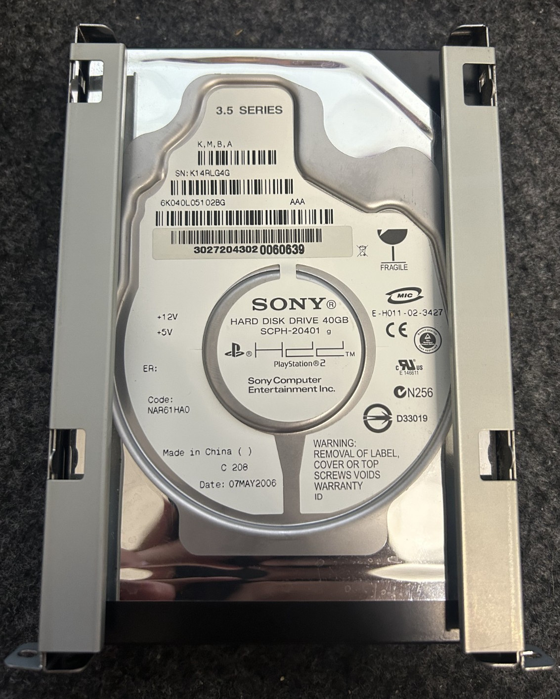 SONY PlayStation 2 PS2 Hard Disk Drive 40GB SCPH-20401 3.5 Series
