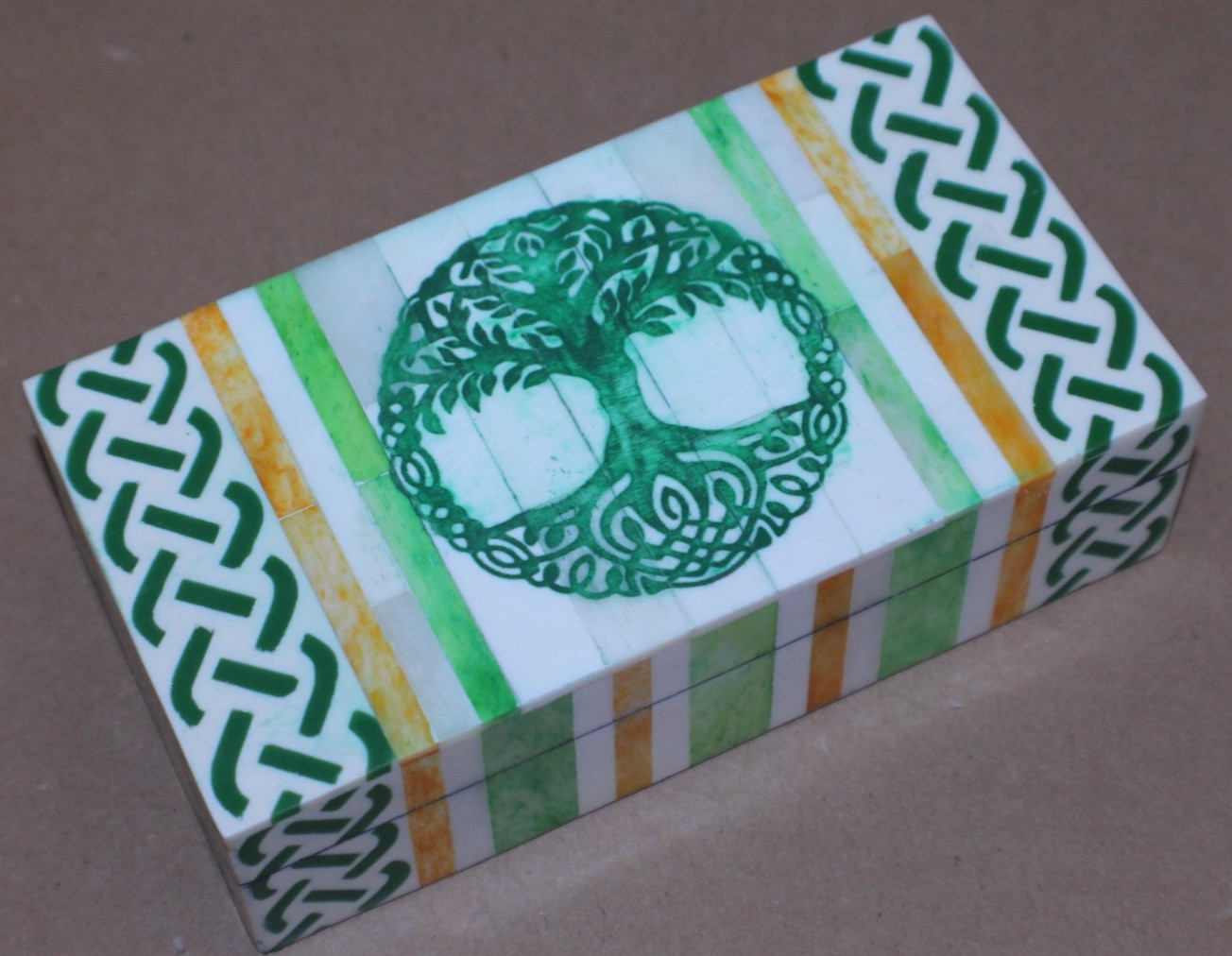 USED / Green Celtic Tree of Life Small Decorative Box