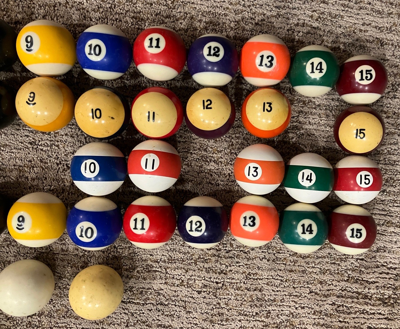 Lot 56 Billiard Pool Balls Assorted Used