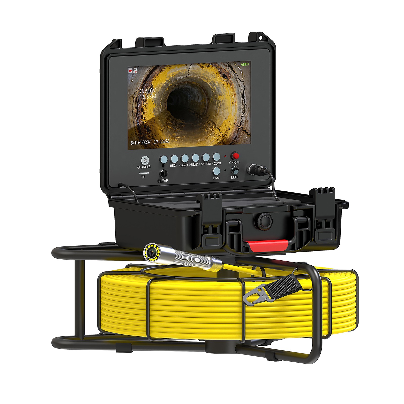 50M Drain Sewer Camera Pipe Inspection Camera w/ Meter Counter 9" Monitor 32GB
