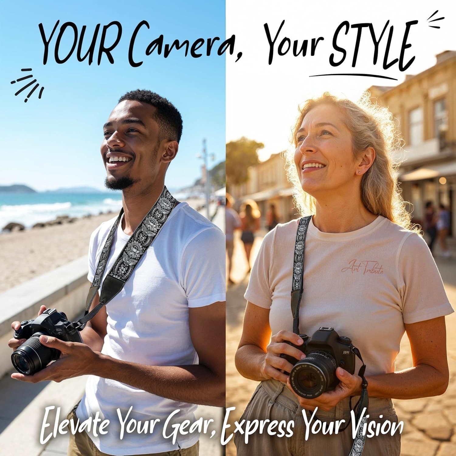 Personalized Vintage Camera Strap - Universal Fit for DSLR & Mirrorless Cameras