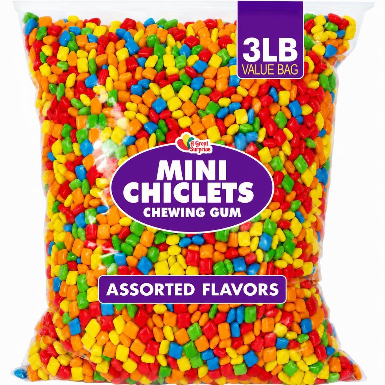 A Great Surprise Mini Chiclets Gum, 3 Pounds, Assorted Flavors, Candy Machine Re
