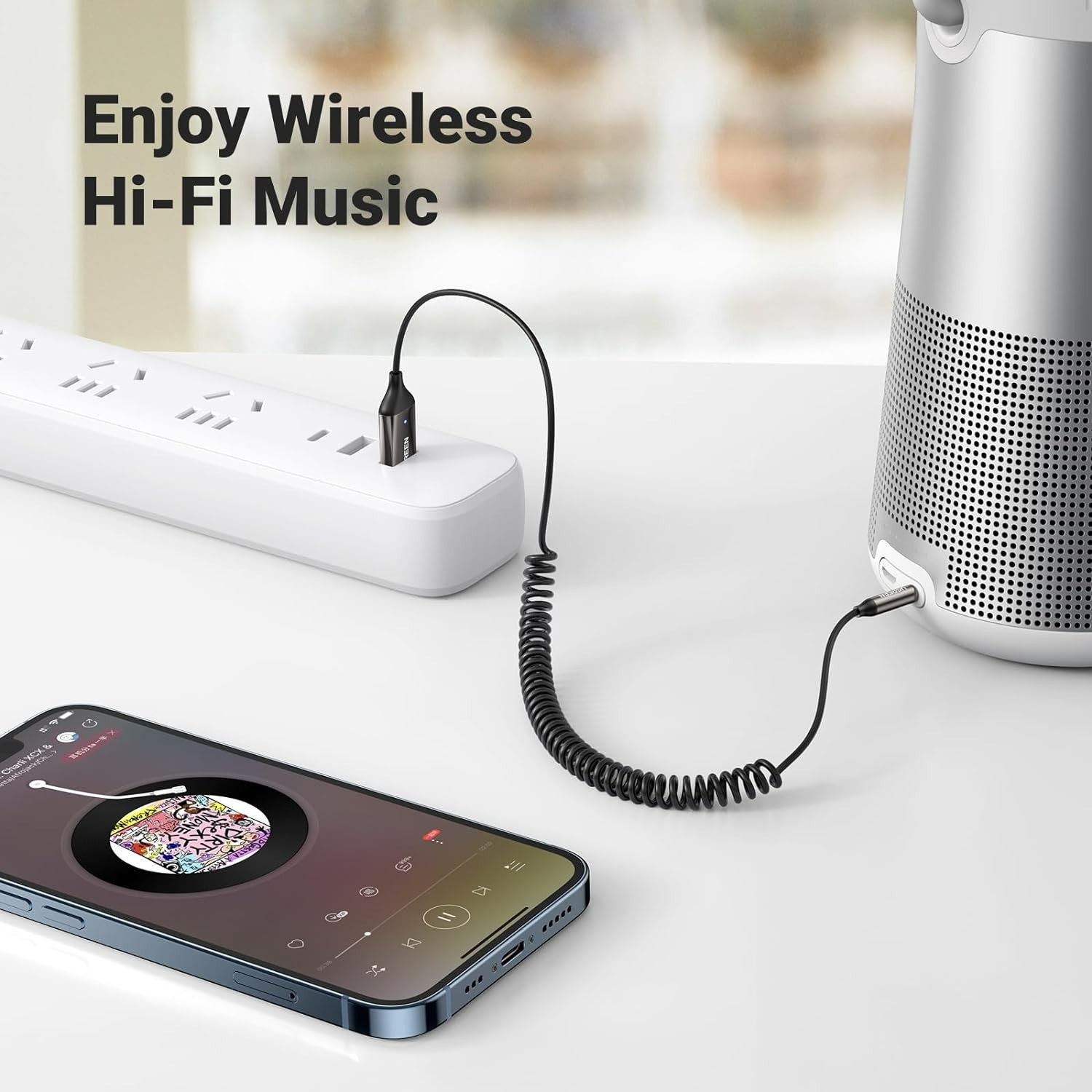 Durable Bluetooth Car Adapter with Plug-and-Play Setup for Music Streaming