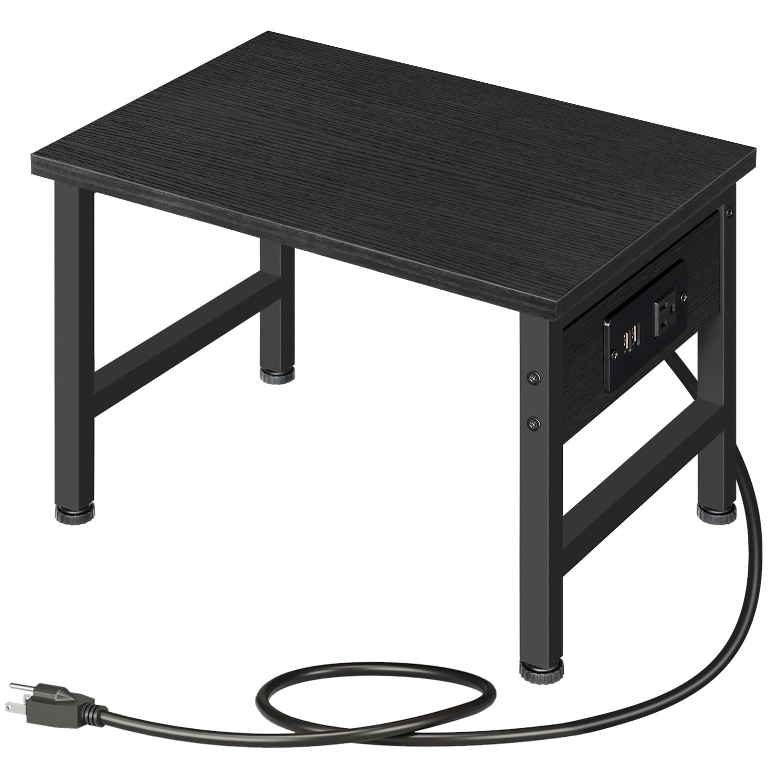 Desktop Printer Stand Charging Station Small Table Storage Hook Cart Black