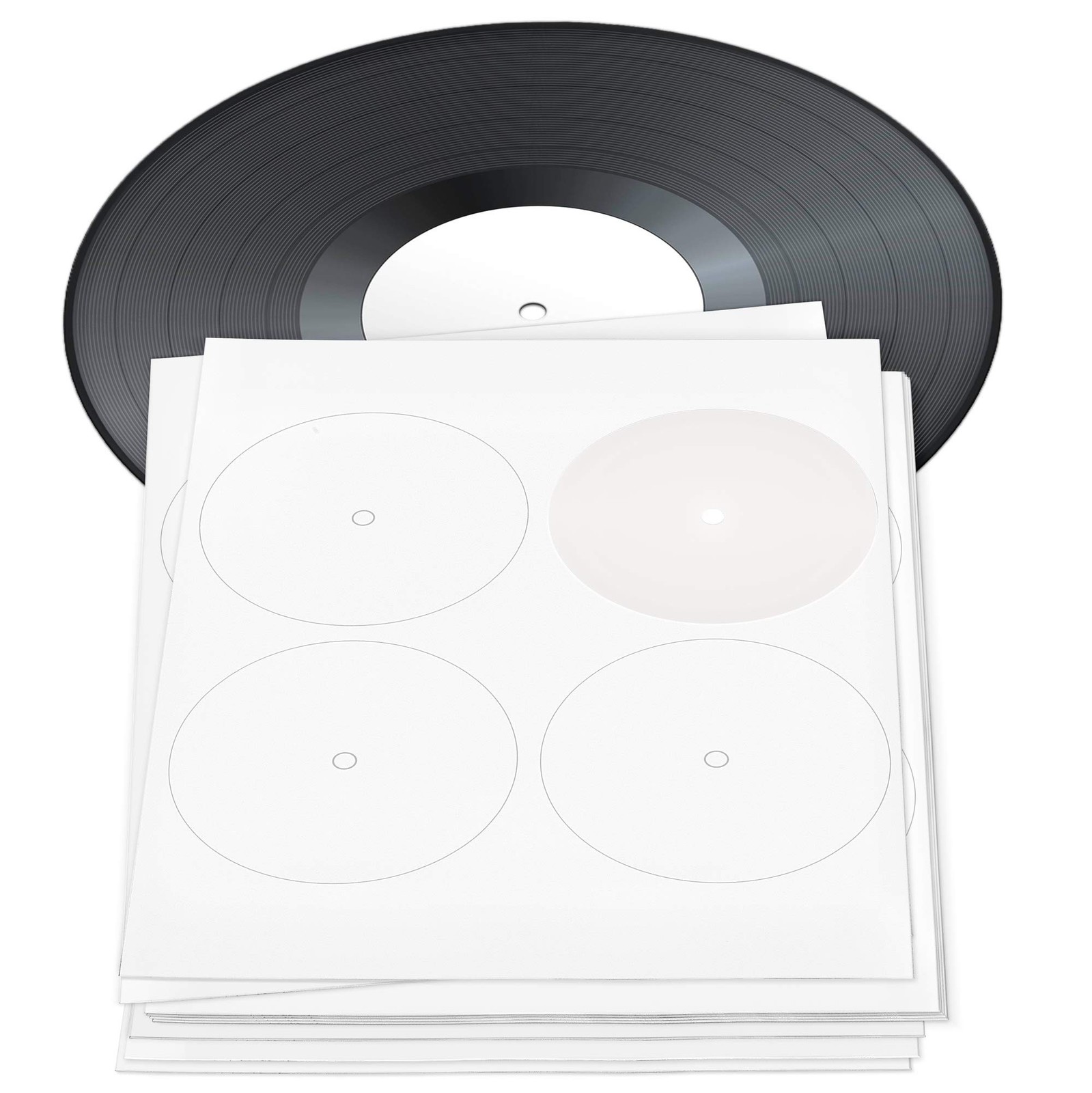 TunePhonik Vinyl Record Center Label With Hole for 12 Inch LPs - White Replac...