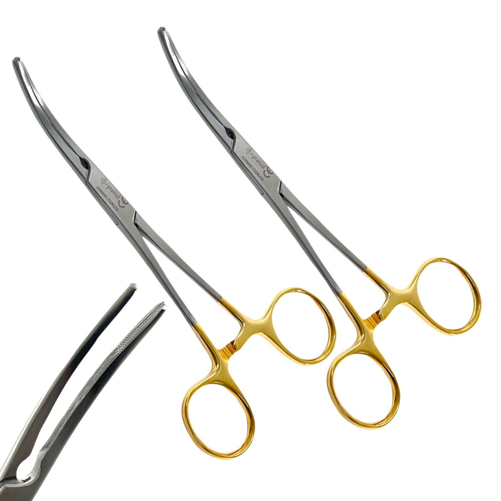 Carmalt Artery Clamping Forceps, 6.25in, Curved | German Stainless Steel 2 Pack