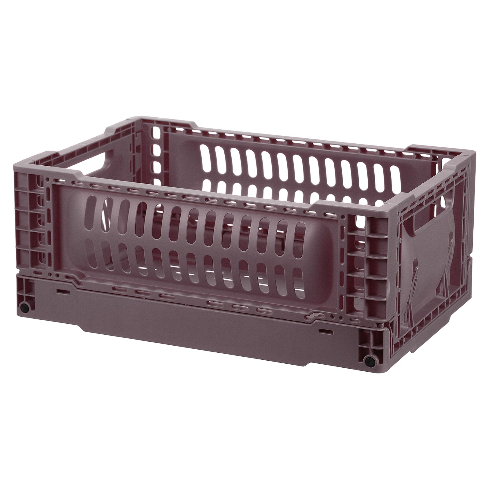 Collapsible Crates, 11.7x7.8x4.7" Small Plastic Storage Baskets, Brown