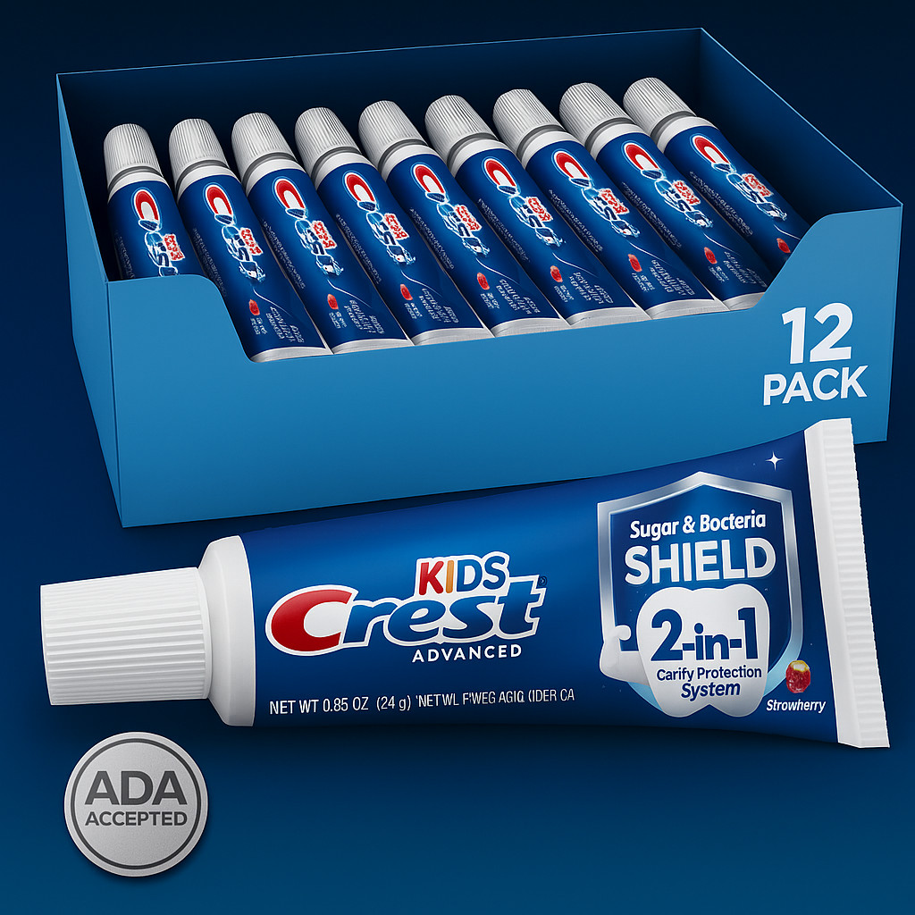 Crest Kids Advanced Toothpaste Travel Size 0.85oz – 12 Pack – Strawberry Flavor