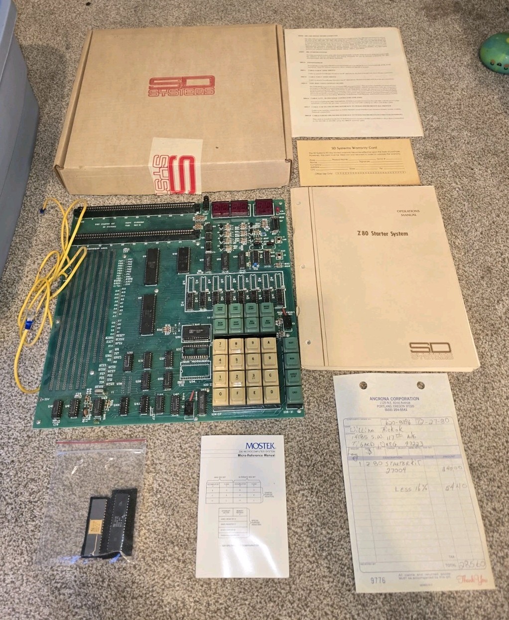 SD Systems Z80 Starter System With Operations Manual And Original Sales Receipt