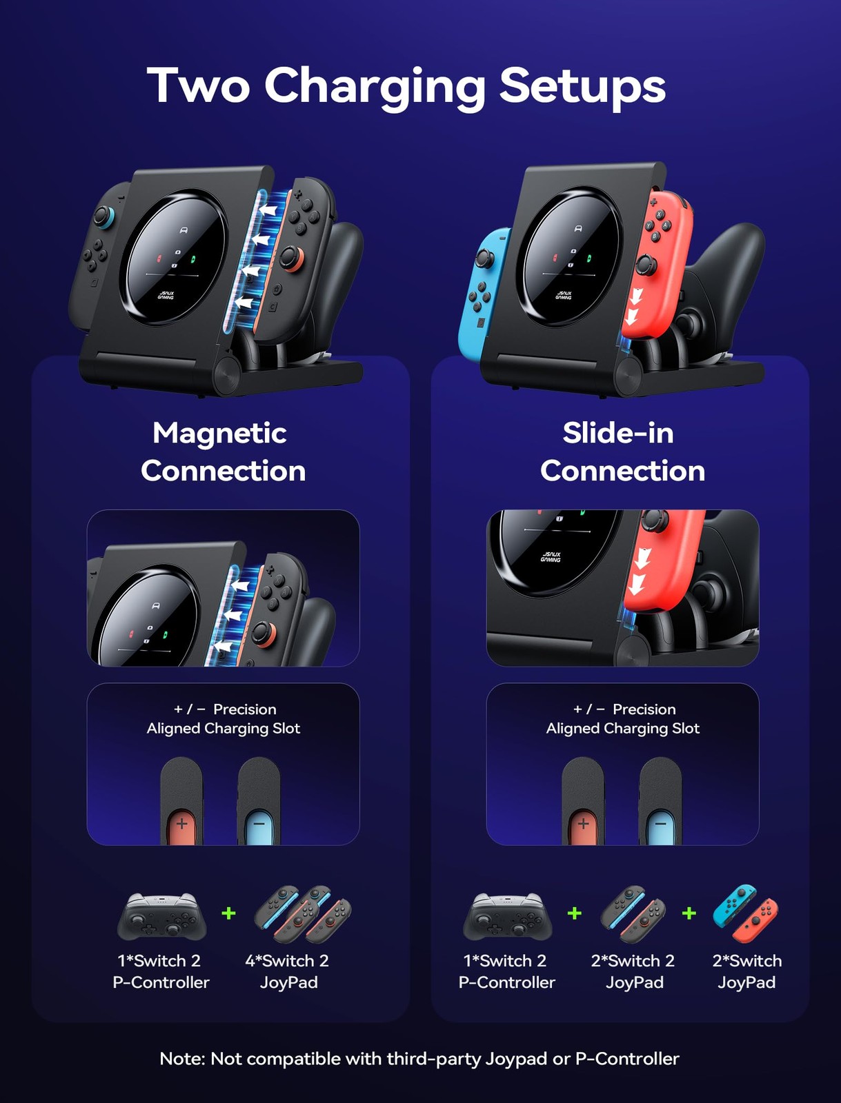 JSAUX Switch Pro Controller and JoyPad 5-in-1 Charging Dock