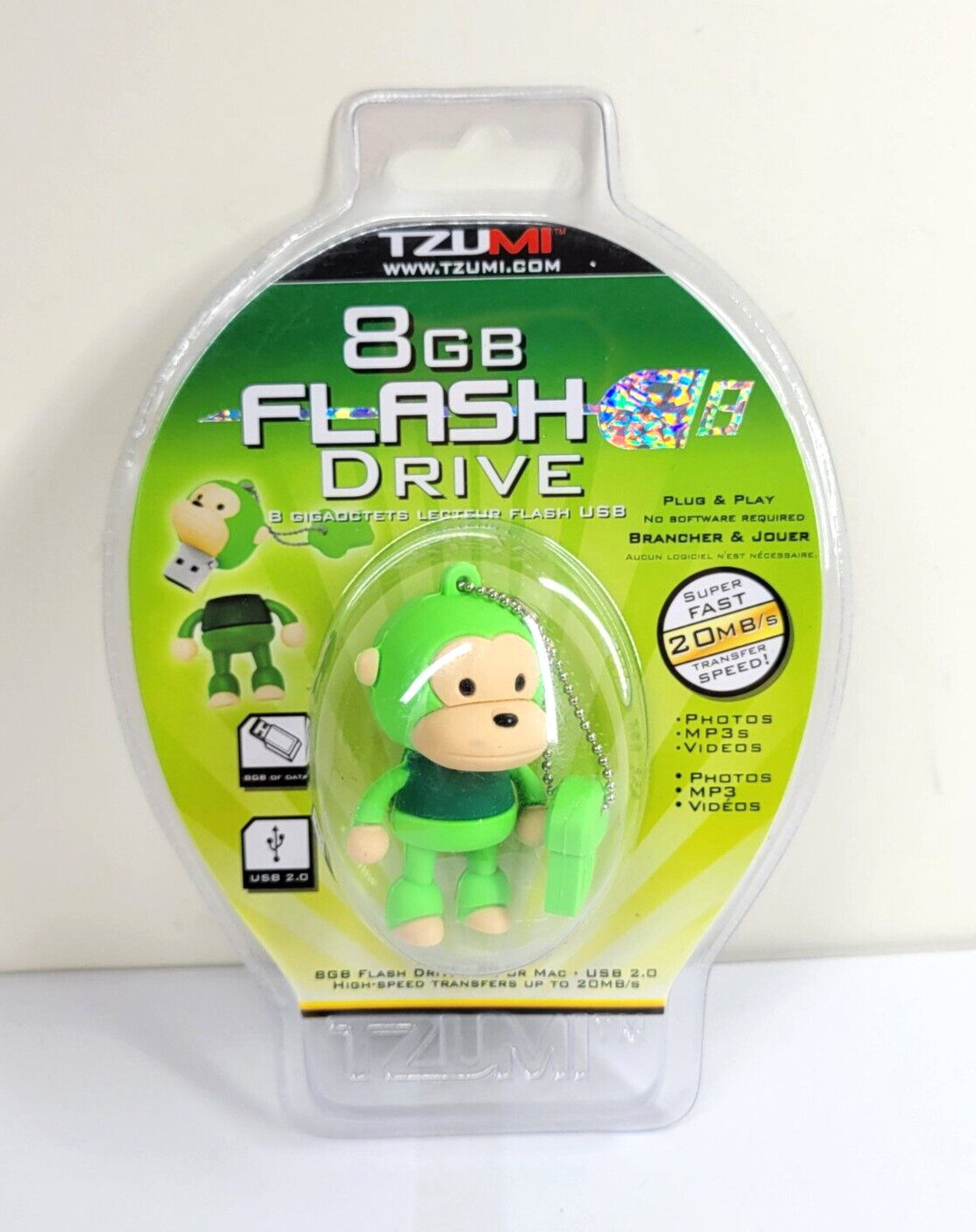 Tzumi 8 GB Flash Drive Green Monkey Plug & Play 8 Gigaoctets Lecteur Flash USB