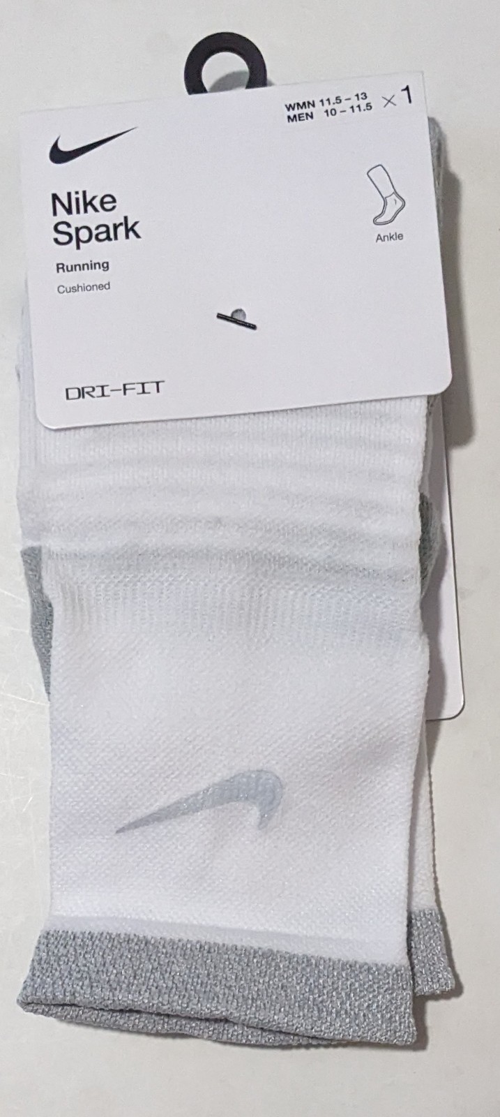 Nike Spark Cushioned Running Ankle CU7199 100 men white socks 10-11.5 Brand New