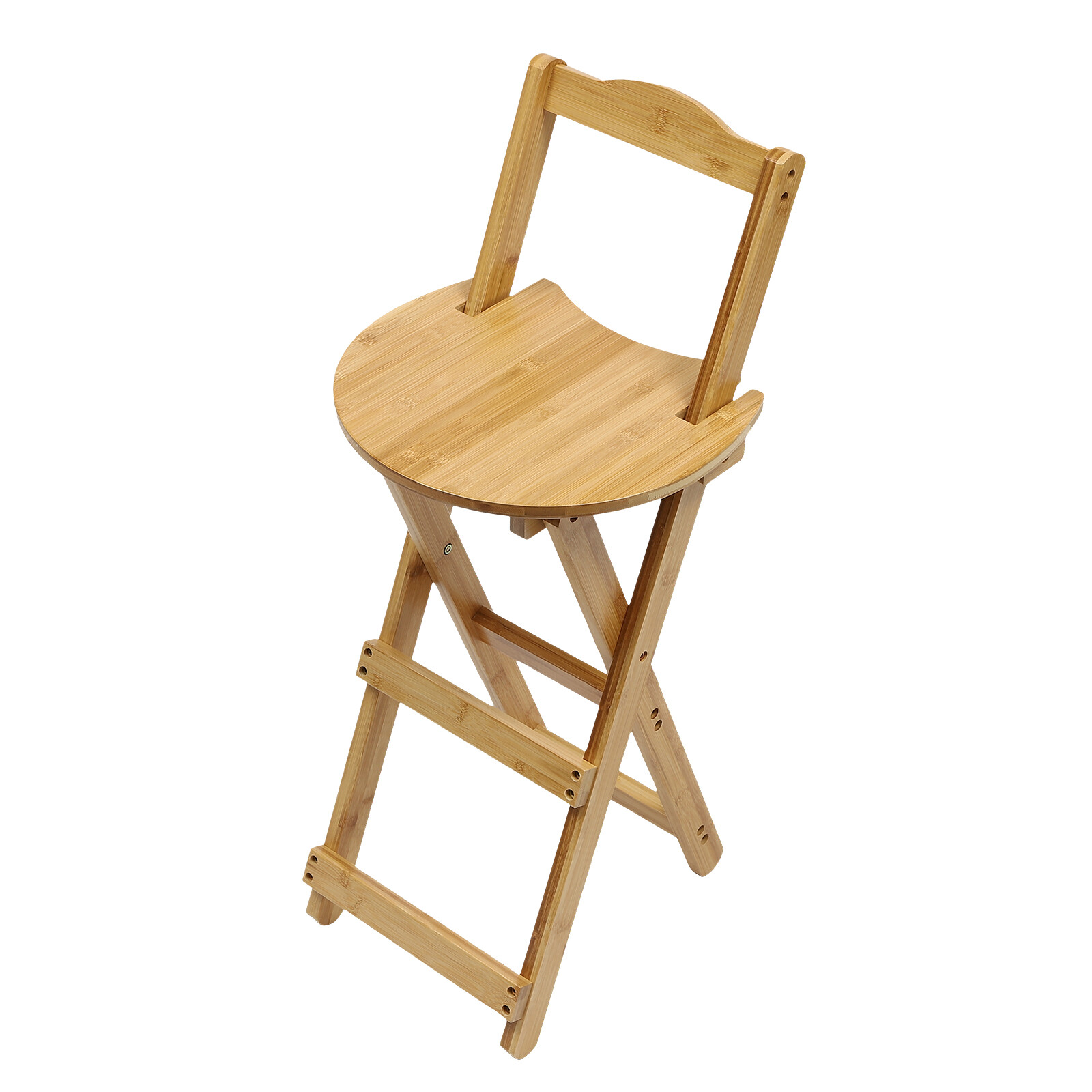 Portable Folding Bamboo Stool Tall Chair Foldable Bar Stool Porch Kitchen Chair