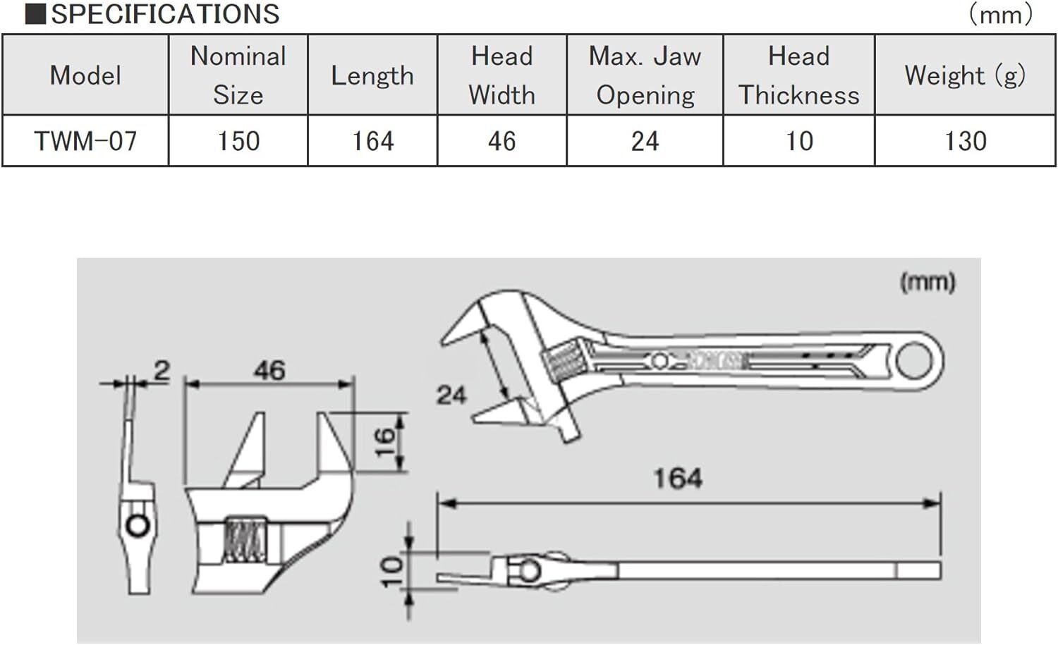 Twm-07 Super Thin Llave Ajustable De Mandibulas Llave Mono Inteligente