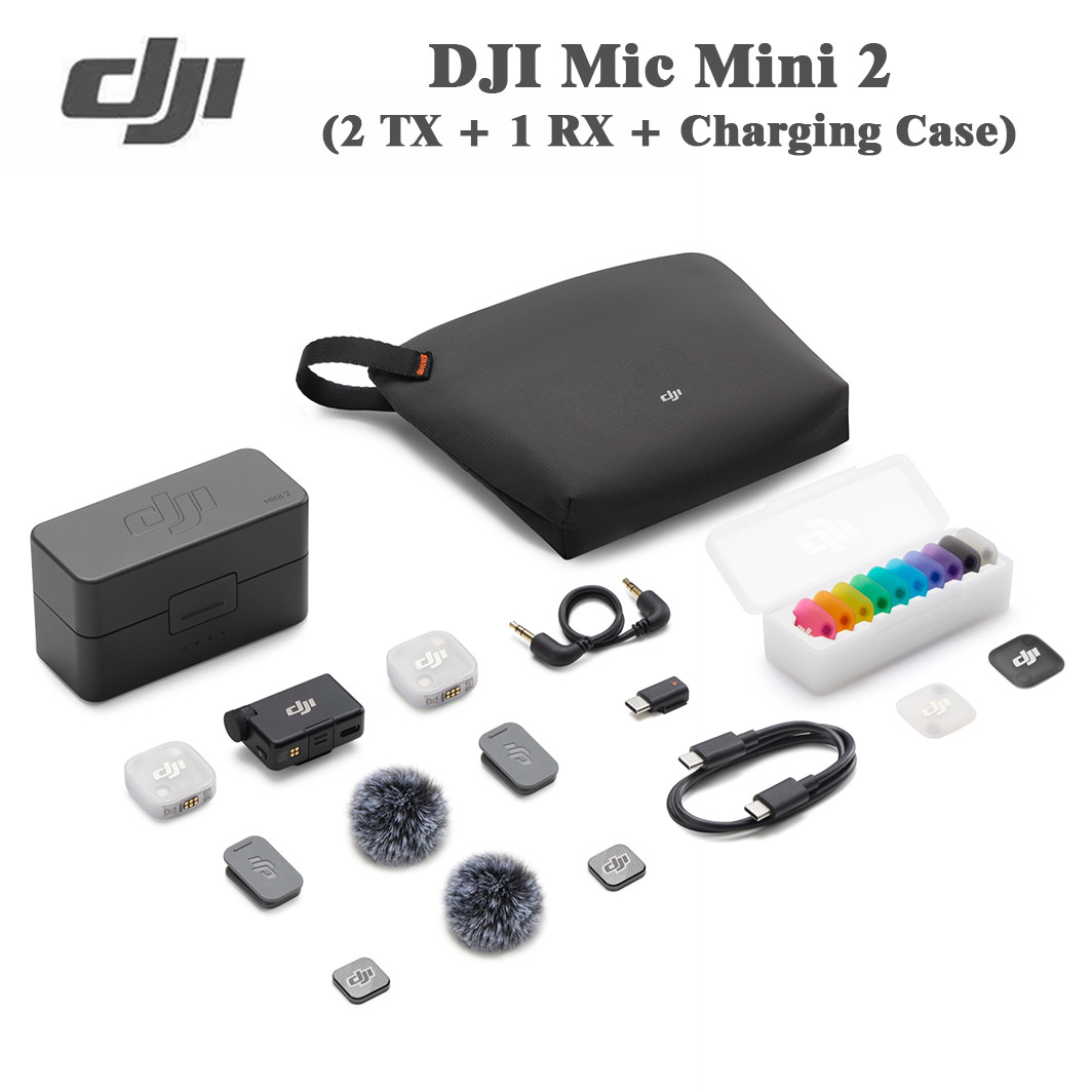 DJI Colourful Mic Mini 2 (2 TX+1 RX+Charging Case), 48H Runtime,Noise Cancelling
